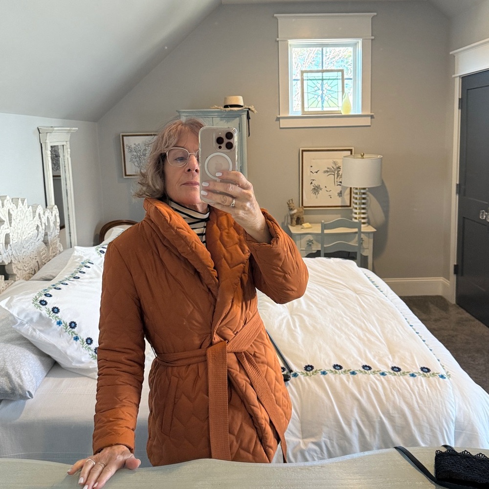Women's Quilted Belted Jacket - NWOT Rust M - Picture 10 of 10